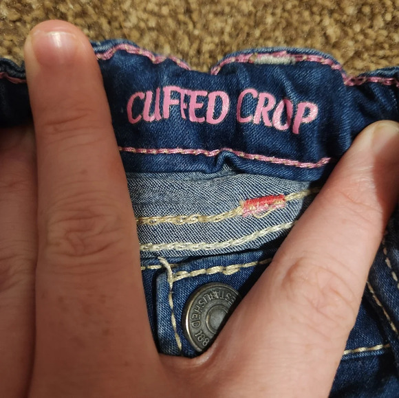 ๐ 3/$10 Lee Girl's 4T Cuffed Crop Adjustable Waist Blue Jeans - Picture 6 of 9